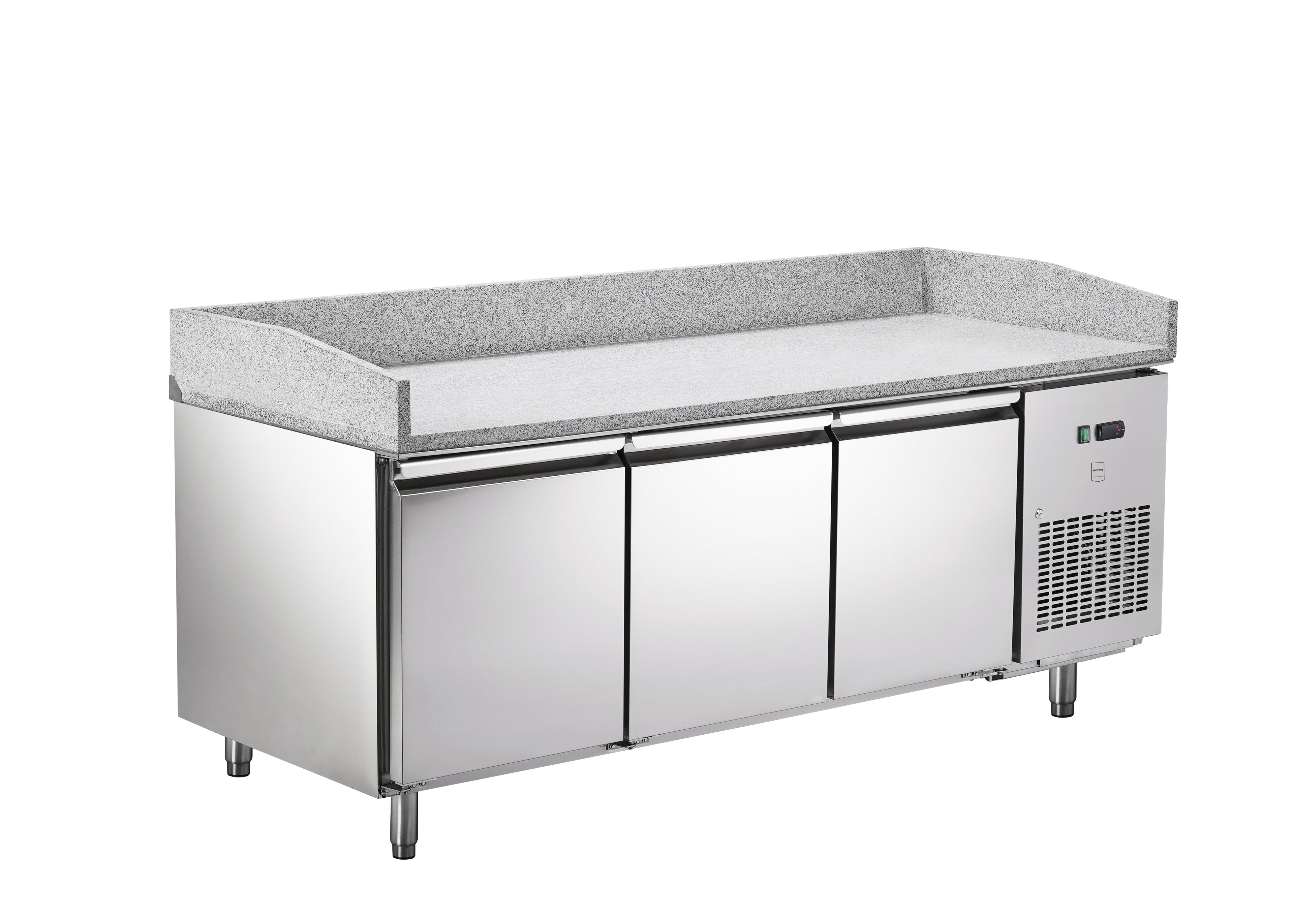 METRO Professional Mesa de pizza GPT3100, acero inoxidable, 201.8 x 80 x 100 cm, 362 L, plateado