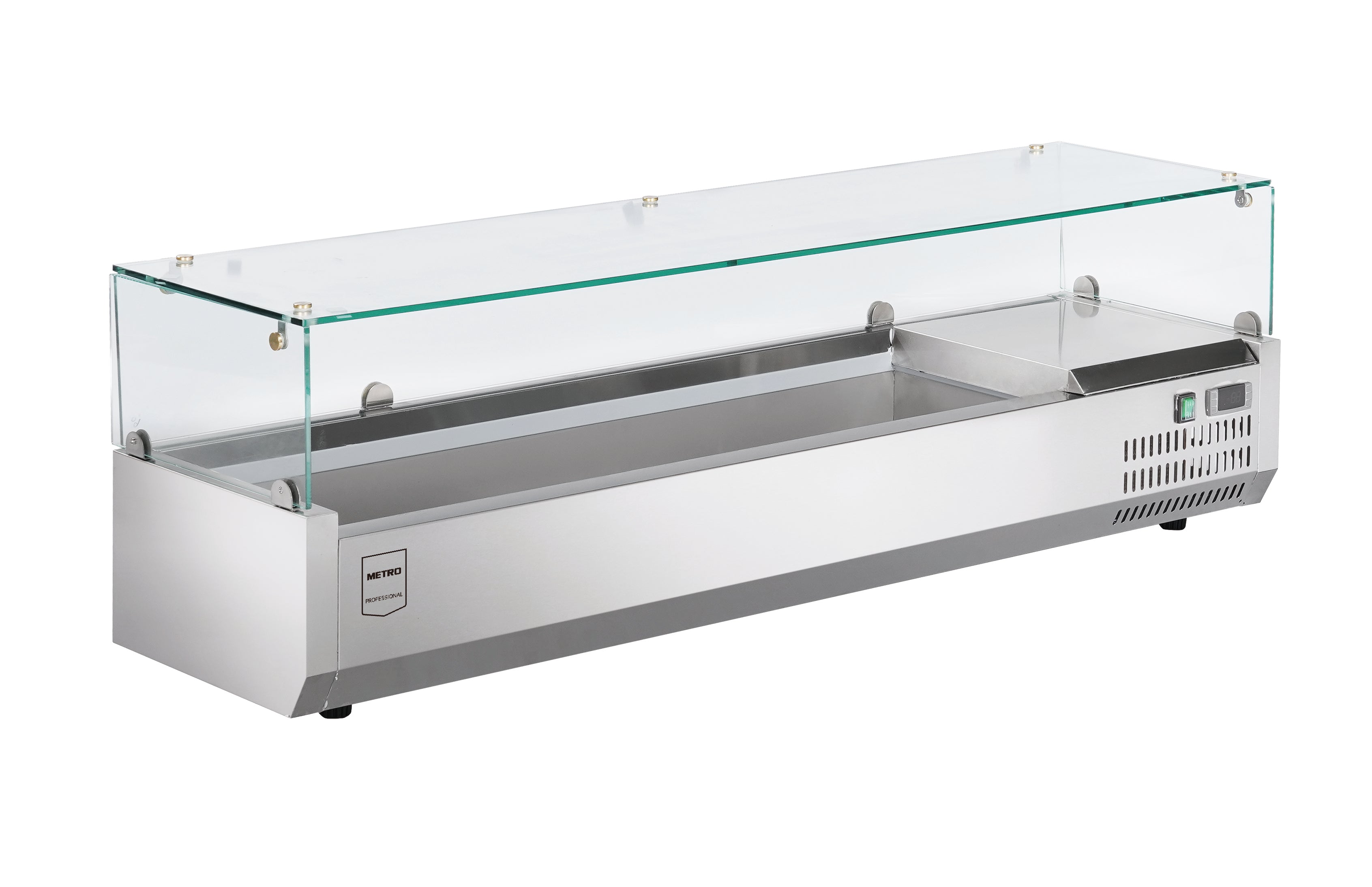 METRO Professional Vitrina refrigerada de mostrador GHS2150, acero inoxidable/vidrio, 150 x 39.5 x 43.5 cm, 52 L, plateado